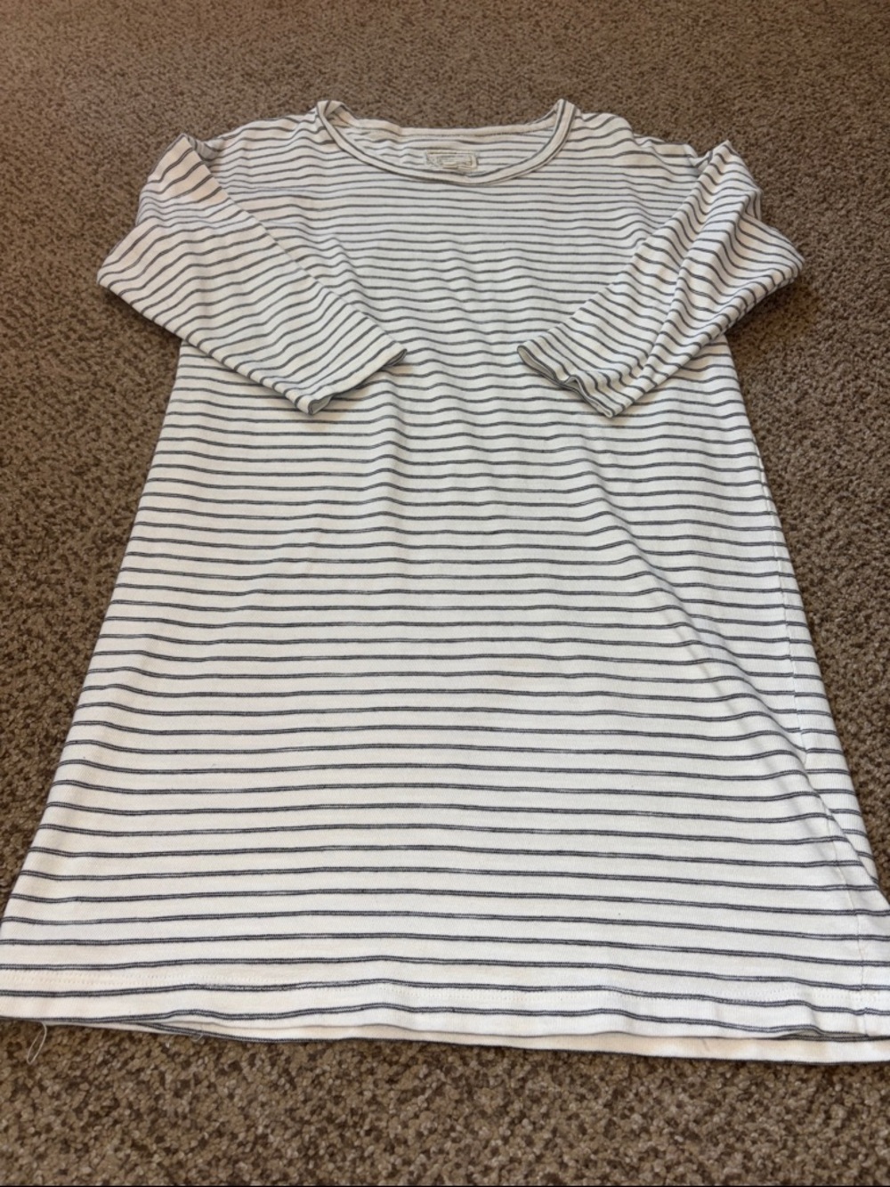 Current/Elliott White and Gray Striped Knit Dress 1